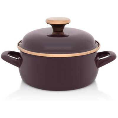 Metalac Niski Garnek Emaliowany Z Pokrywką, 16 Cm 1.5 L Pojemności, Bordowy, Bordeaux Metalac Niski Garnek Emaliowany Z Pokrywką, 16 Cm 1.5 L Pojemności, Bordowy, Bordeaux