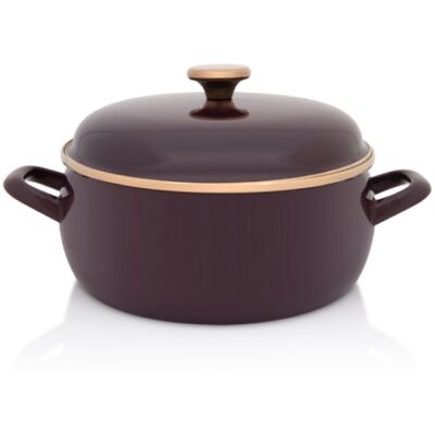Metalac Niski Garnek Emaliowany Z Pokrywką, 24 Cm 5.0 L Pojemności, Bordowy, Bordeaux Metalac Niski Garnek Emaliowany Z Pokrywką, 24 Cm 5.0 L Pojemności, Bordowy, Bordeaux
