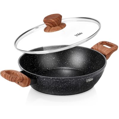 Artemis Patelnia Granitowa do Smażenia Duszenia Głęboka z Pokrywką 24 cm 2,2L Artemis Patelnia Granitowa do Smażenia Duszenia Głęboka z Pokrywką 24 cm 2,2L