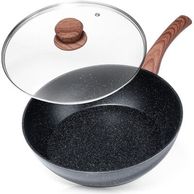 Artemis Patelnia Granitowa do Smażenia Duszenia Głęboka z Pokrywką 28 cm Artemis Patelnia Granitowa do Smażenia Duszenia Głęboka z Pokrywką 28 cm
