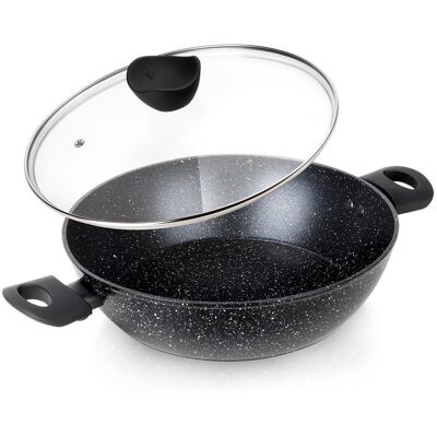 Artemis Patelnia Granitowa do Smażenia Duszenia Głęboka z Pokrywką Duża 28 cm Artemis Patelnia Granitowa do Smażenia Duszenia Głęboka z Pokrywką Duża 28 cm