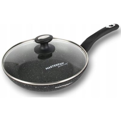 MASTERPAN Patelnia Granitowa Pokrywka 28cm Plaster Miodu Indukcja Gaz 2,5l Wysoka 5,5 MASTERPAN Patelnia Granitowa Pokrywka 28cm Plaster Miodu Indukcja Gaz 2,5l Wysoka 5,5