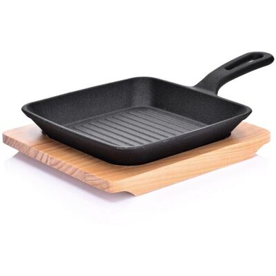 Patelnia Grillowa Żeliwna Z Podstawką Sosnową 15,5x24,5 Cm Musn Duka Patelnia Grillowa Żeliwna Z Podstawką Sosnową 15,5x24,5 Cm Musn Duka