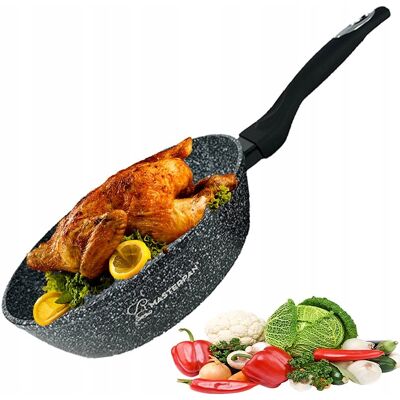 MASTERPAN Patelnia Tradycyjna 6,8 L Premium 28 Cm Aluminiowa Głęboka Szary Marmurek MASTERPAN Patelnia Tradycyjna 6,8 L Premium 28 Cm Aluminiowa Głęboka Szary Marmurek