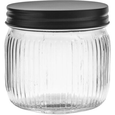 Altom Pojemnik Szklany Relief Z Pokrywą 450 Ml Czarny Altom Pojemnik Szklany Relief Z Pokrywą 450 Ml Czarny