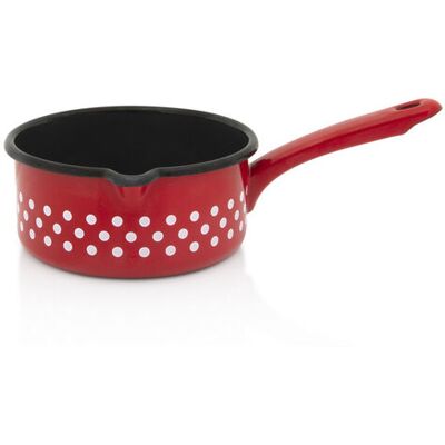 Rondel Emaliowany Z Dzióbkiem, 16 Cm 1.6l, Czerwony, Kolekcja Dots On Red Metalac Rondel Emaliowany Z Dzióbkiem, 16 Cm 1.6l, Czerwony, Kolekcja Dots On Red Metalac