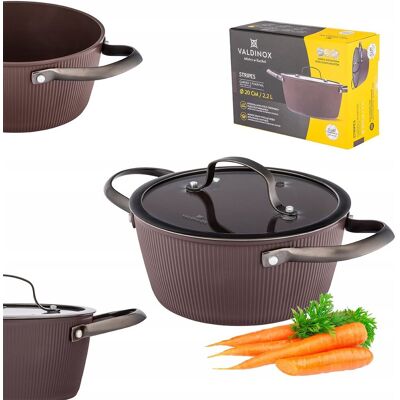 Altom Valdinox Stripes Garnek 20cm 2,2L. Z Pokrywą Szklaną Altom Valdinox Stripes Garnek 20cm 2,2L. Z Pokrywą Szklaną