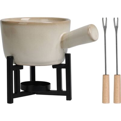 Home Styling Collection Zestaw Do Fondue Serowego, Rondelek Z Porcelany, 2 Widelce Home Styling Collection Zestaw Do Fondue Serowego, Rondelek Z Porcelany, 2 Widelce