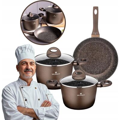 Zestaw Garnków I Patelnia Non-Stick Komplet Indukcja Gaz Valdinox Aurum 5el Zestaw Garnków I Patelnia Non-Stick Komplet Indukcja Gaz Valdinox Aurum 5el