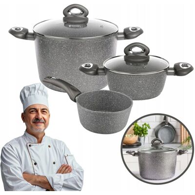 Zestaw Garnków I Rondel Powłoka Non-Stick Valdinox Rock 5 El. Indukcja Gaz Zestaw Garnków I Rondel Powłoka Non-Stick Valdinox Rock 5 El. Indukcja Gaz