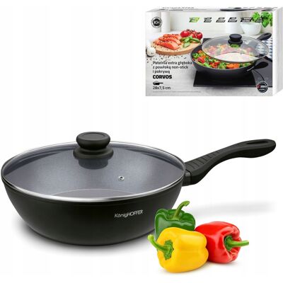 Konighoffer Duża Patelnia Indukcja Patelnia Głęboka Nieprzywierająca 28cm Corvos Konighoffer Duża Patelnia Indukcja Patelnia Głęboka Nieprzywierająca 28cm Corvos