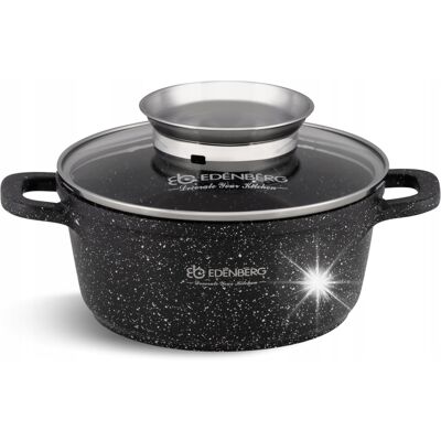 Edenberg Garnek 18cm 1,7l Tradycyjny Kamienny Z Pokrywką Indukcja Gaz Edenberg Garnek 18cm 1,7l Tradycyjny Kamienny Z Pokrywką Indukcja Gaz