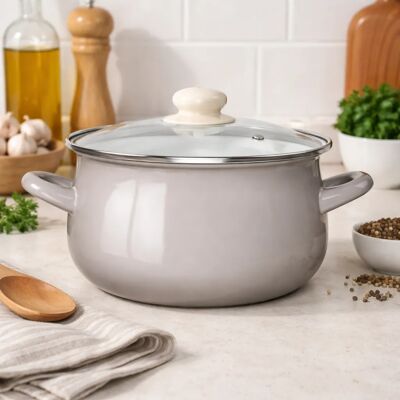 Garnek Emaliowany 3,5 L Z Pokrywą 22 Cm Indukcja Gaz Altom Design Taupe Garnek Emaliowany 3,5 L Z Pokrywą 22 Cm Indukcja Gaz Altom Design Taupe
