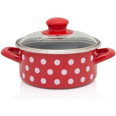 Garnek Emaliowany Ze Szklaną Pokrywką 16 Cm 1,5 L Czerwony Dots On Red Metalac Garnek Emaliowany Ze Szklaną Pokrywką 16 Cm 1,5 L Czerwony Dots On Red Metalac