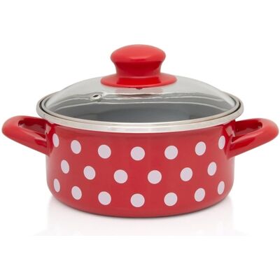Garnek Emaliowany Ze Szklaną Pokrywką 18 Cm 2 L Czerwony Dots On Red Metalac Garnek Emaliowany Ze Szklaną Pokrywką 18 Cm 2 L Czerwony Dots On Red Metalac