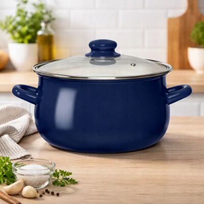 Garnek Indukcja Emaliowany Z Pokrywką Na Gaz Altom Design Granatowy 3,5 L Garnek Indukcja Emaliowany Z Pokrywką Na Gaz Altom Design Granatowy 3,5 L