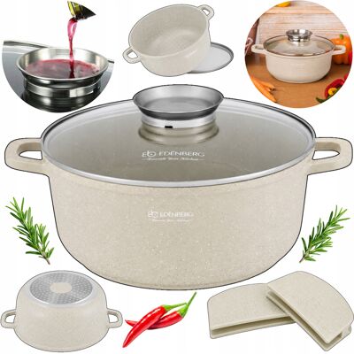 Edenberg Garnek Marmurkowy 2,3l Brytfanna 20cm Gaz Na Indukcje + Łapki 2szt Edenberg Garnek Marmurkowy 2,3l Brytfanna 20cm Gaz Na Indukcje + Łapki 2szt