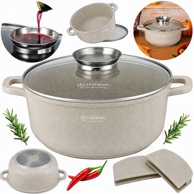 Edenberg Garnek Marmurkowy 6,8l Naczynie Do Zapiekania 28cm Na Indukcje + Łapki 2szt Edenberg Garnek Marmurkowy 6,8l Naczynie Do Zapiekania 28cm Na Indukcje + Łapki 2szt