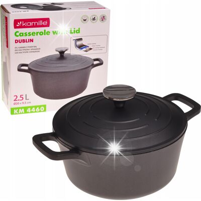 Kamille Garnek Tradycyjny Aluminiowy 20cm Z Pokrywką Gaz Indukcja Piekarnika Czarny Kamille Garnek Tradycyjny Aluminiowy 20cm Z Pokrywką Gaz Indukcja Piekarnika Czarny