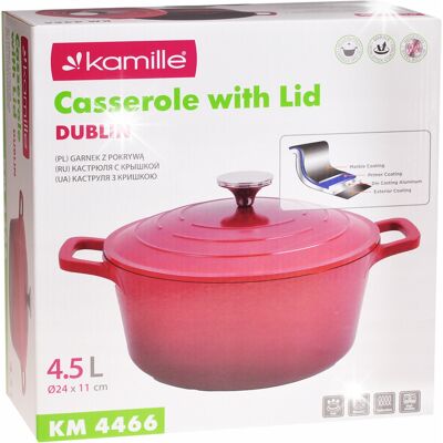 Kamille Garnek Tradycyjny Aluminiowy 24cm Z Pokrywką Gaz Indukcja Piekarnika Kamille Garnek Tradycyjny Aluminiowy 24cm Z Pokrywką Gaz Indukcja Piekarnika