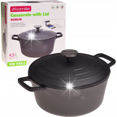 Kamille Garnek Tradycyjny Aluminiowy 24cm Z Pokrywką Gaz Indukcja Piekarnika Czarny Kamille Garnek Tradycyjny Aluminiowy 24cm Z Pokrywką Gaz Indukcja Piekarnika Czarny