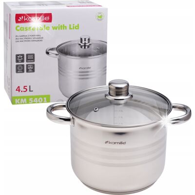 Kamille Garnek Z Pokrywką 4,5l 20cm Stalowy Nierdzewny Gaz Indukcja Kamille Garnek Z Pokrywką 4,5l 20cm Stalowy Nierdzewny Gaz Indukcja