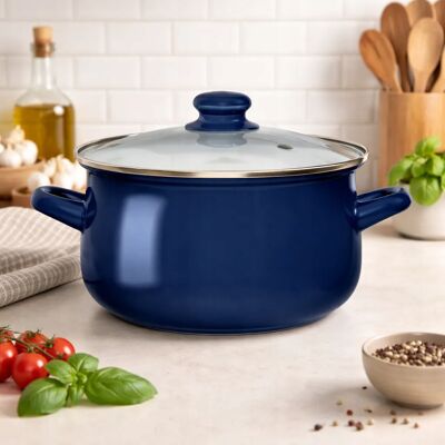 Garnek Z Pokrywką Emaliowany Indukcja Gaz 20cm Altom Design Granatowy 2,7 L Garnek Z Pokrywką Emaliowany Indukcja Gaz 20cm Altom Design Granatowy 2,7 L