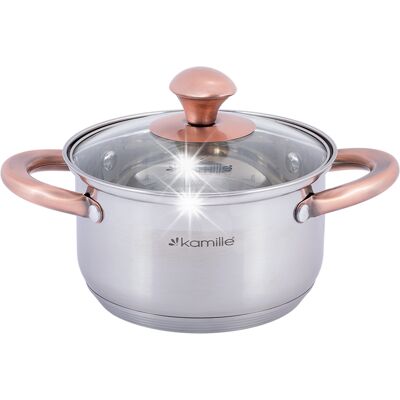 Kamille Garnek Z Pokrywką Tradycyjny 1,5l Stalowy 16cm Indukcja Gaz Kamille Garnek Z Pokrywką Tradycyjny 1,5l Stalowy 16cm Indukcja Gaz