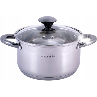 Kamille Garnek Z Pokrywką Tradycyjny 3l Stalowy 20cm Indukcja Gaz Kamille Garnek Z Pokrywką Tradycyjny 3l Stalowy 20cm Indukcja Gaz