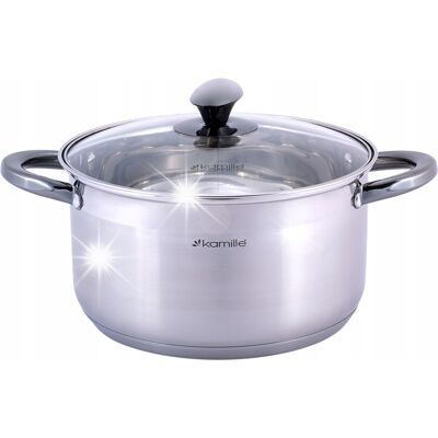 Kamille Garnek Z Pokrywką Tradycyjny 5l Stalowy 24cm Indukcja Gaz Kamille Garnek Z Pokrywką Tradycyjny 5l Stalowy 24cm Indukcja Gaz