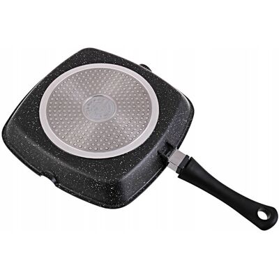 KINGHoff Patelnia Grillowa Z Pokrywą 24 Cm Granitowa Indukcja Gaz KINGHoff Patelnia Grillowa Z Pokrywą 24 Cm Granitowa Indukcja Gaz