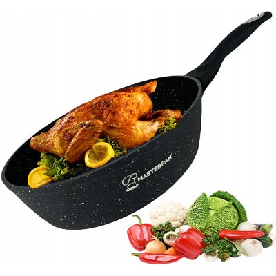 MASTERPAN Patelnia Tradycyjna Aluminiowa Marmurowa Zapobiega Przywieraniu 24 Cm MASTERPAN Patelnia Tradycyjna Aluminiowa Marmurowa Zapobiega Przywieraniu 24 Cm