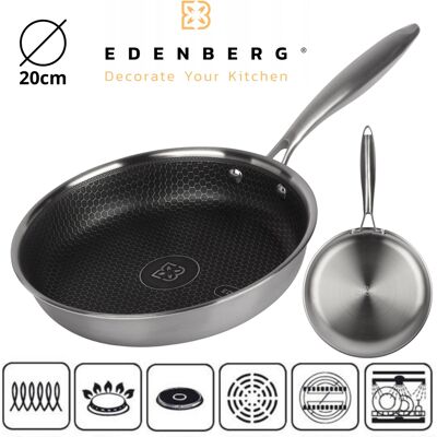 Edenberg Patelnia Tradycyjna Patelnia Z Powłoką Plastra Miodu 20 Cm Non-Stick Edenberg Patelnia Tradycyjna Patelnia Z Powłoką Plastra Miodu 20 Cm Non-Stick