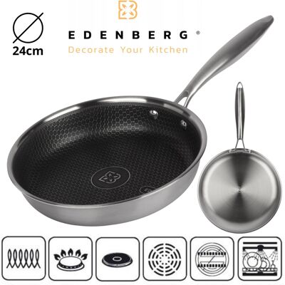 Edenberg Patelnia Tradycyjna Patelnia Z Powłoką Plastra Miodu 24cm Edenberg Patelnia Tradycyjna Patelnia Z Powłoką Plastra Miodu 24cm