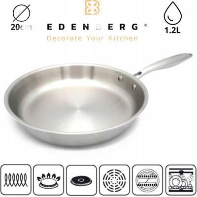 Edenberg Patelnia Tradycyjna Patelnie Ze Stali Nierdzewnej 20cm Indukcja Gaz Edenberg Patelnia Tradycyjna Patelnie Ze Stali Nierdzewnej 20cm Indukcja Gaz