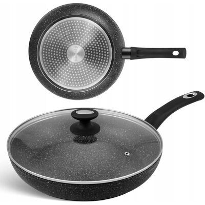 Edenberg Patelnia Tradycyjna Z Pokrywką Marmurowa 28cm Indukcja Gaz Edenberg Patelnia Tradycyjna Z Pokrywką Marmurowa 28cm Indukcja Gaz