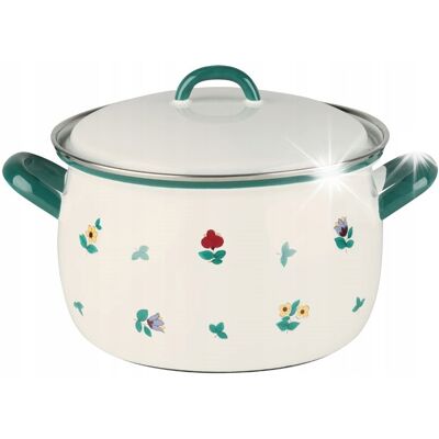 Riess Garnek Wysoki 1,5l 16cm Gmundner Streublumen Emalia Austria Riess Garnek Wysoki 1,5l 16cm Gmundner Streublumen Emalia Austria