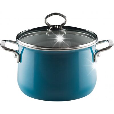 Riess Garnek Wysoki Z Pokrywą 6,5l 24cm Aquamarin Emalia Kwarcowa Austria Riess Garnek Wysoki Z Pokrywą 6,5l 24cm Aquamarin Emalia Kwarcowa Austria