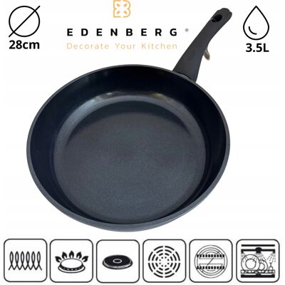 Edenberg Solidna Patelnia Nieprzywierająca 28cm Ilag Patelnia Pfoa Free Gaz Indukcja Edenberg Solidna Patelnia Nieprzywierająca 28cm Ilag Patelnia Pfoa Free Gaz Indukcja