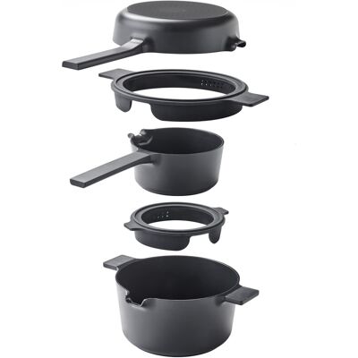 BRABANTIA Zestaw Garnków 5 Elementów Black Compact 102098 BRABANTIA Zestaw Garnków 5 Elementów Black Compact 102098