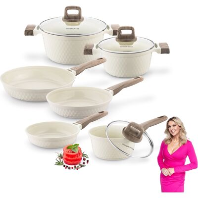 Zestaw Garnków Ceramicznych Indukcja Patelnia Kremowa Konighoffer Rosti 9el Zestaw Garnków Ceramicznych Indukcja Patelnia Kremowa Konighoffer Rosti 9el