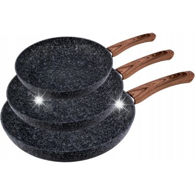 Zestaw Komplet Patelni Granitowych 20/24/28cm Indukcja Kamille Zestaw Komplet Patelni Granitowych 20/24/28cm Indukcja Kamille