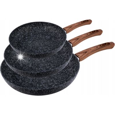 Kamille Zestaw Patelni 20/24/28cm Powłoka Granitowa Patelnie Indukcja Gaz Kamille Zestaw Patelni 20/24/28cm Powłoka Granitowa Patelnie Indukcja Gaz