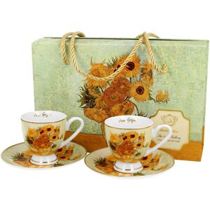 DUO 2 filiżanki espresso ze spodkami SUNFLOWERS Van Gogh - Golden Line DUO 2 filiżanki espresso ze spodkami SUNFLOWERS Van Gogh - Golden Line