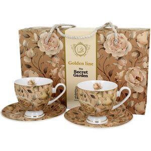 DUO 2 filiżanki ze spodkami ENGLISH ROSES CREAM - Golden Line DUO 2 filiżanki ze spodkami ENGLISH ROSES CREAM - Golden Line