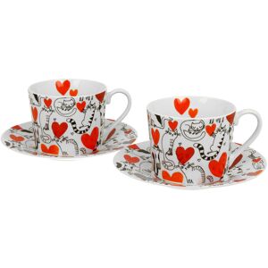 DUO 2 filiżanki ze spodkami Koci Świat - SERCA DUO 2 filiżanki ze spodkami Koci Świat - SERCA