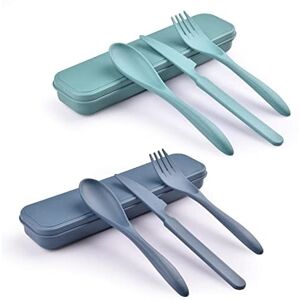 Inny producent 2 Sets Reusable Cutlery Set With Case Travel Fork Knife Inny producent 2 Sets Reusable Cutlery Set With Case Travel Fork Knife