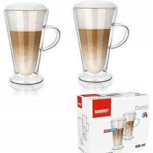 DOMOSFERA 2x SZKLANKA KUBEK termiczna 400 ml podwójna ścianka na kawę herbatę latte DOMOSFERA 2x SZKLANKA KUBEK termiczna 400 ml podwójna ścianka na kawę herbatę latte