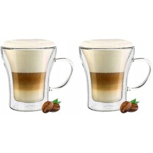 DOMOSFERA 2x SZKLANKA Z UCHEM termiczna 200 ml podwójna ścianka na kawę herbatę zioła DOMOSFERA 2x SZKLANKA Z UCHEM termiczna 200 ml podwójna ścianka na kawę herbatę zioła