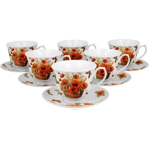 DUO 6 Filiżanek Do Kawy Spodki Maki Porcelana Kwiaty DUO 6 Filiżanek Do Kawy Spodki Maki Porcelana Kwiaty